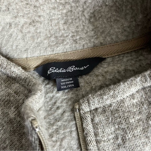 EDDIE BAUER 1/4 Zip Knit Fleece Beige Pullover Mock Neck Size XXL - Picture 5 of 8